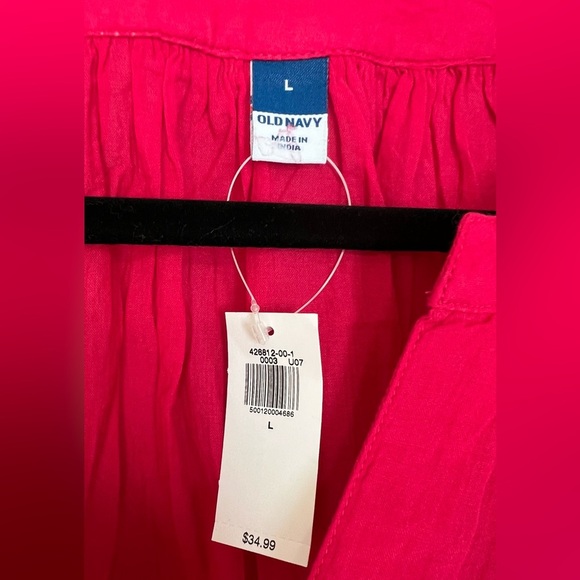 NWT Old Navy Split-Neck Crinkle Gauze Top, Size L (12/14), Carousel Pink - Picture 6 of 8